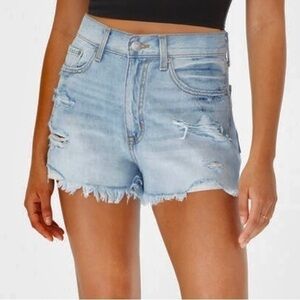 Aeropostale High-Rise Curvy Distressed Denim Shorty Jean Shorts